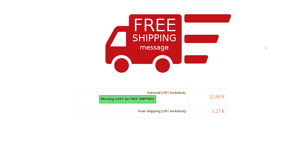 free shipping message - Prestashop